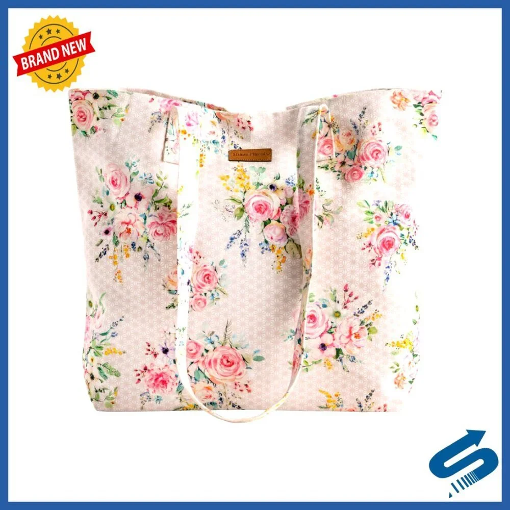 Cotton Canvas Tote Bag Reusable Shoulder Bag Travel Shopping Chic Minimal